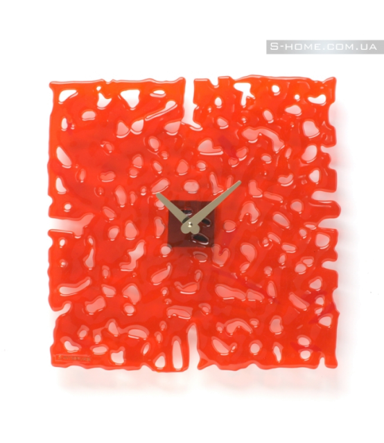 Настінний годинник з муранського скла S-Interiors Rosso Angelo